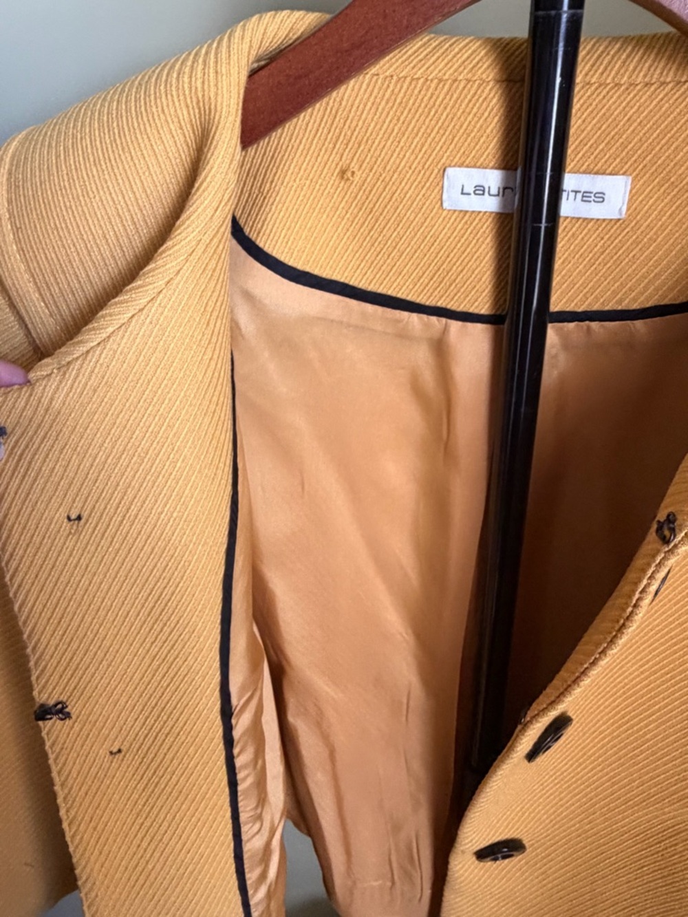 Laura Petites Cropped Peacoat Jacket in Mustard - Picture 12 of 12